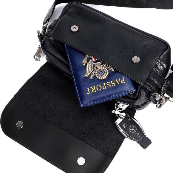Men's Leather Shoulder Crossbody Bag, Daytime Small Wallet Backpack, Anti-theft - Picture 4 of 7